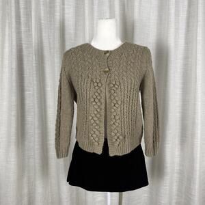 American Eagle Outfitters Cardigan Sweater Womens Large Beige Cable Knit Open